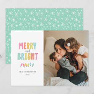 Colourful Merry and Bright Single Photo Christmas Holiday Card