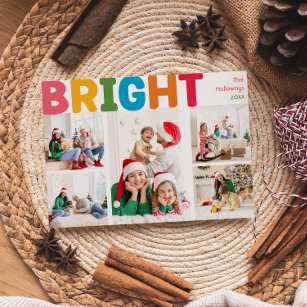 Colourful Merry and Bright Year In Review 8 Photo Holiday Card