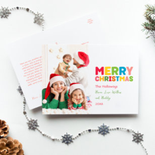 Colourful Merry and Bright Year In Review Six-Phot Holiday Postcard