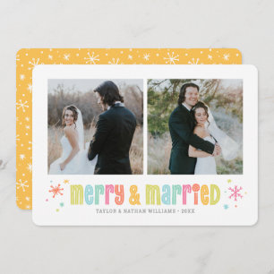 Colourful Merry and Married Christmas Photo Holiday Card