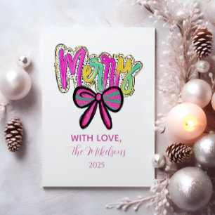 Colourful Merry Bow Christmas Holiday Card