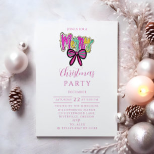Colourful Merry Bow Christmas Invitation