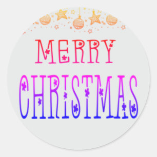 Colourful Merry Christmas Classic Round Sticker