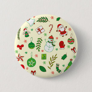 Colourful Merry Christmas greeting pattern 6 Cm Round Badge