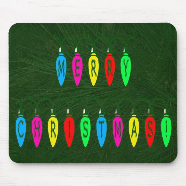 Colourful Merry Christmas Lights Font Mouse Pad (Front)