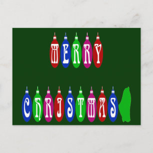 Colourful Merry Christmas Ornament Font Holiday Postcard