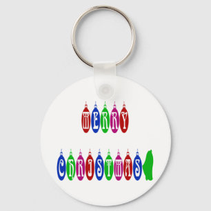 Colourful Merry Christmas Ornament Font Key Ring