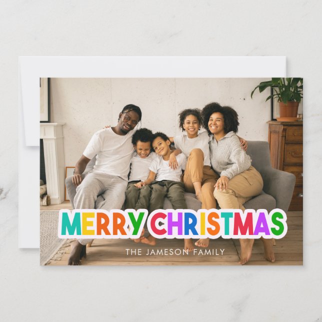 Colourful Merry Christmas Photo Card (Front)