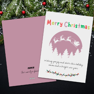 Colourful Merry Christmas script Holiday Card