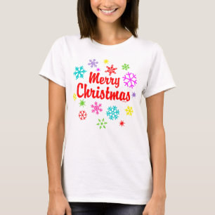Colourful Merry Christmas Snowflakes T-Shirt