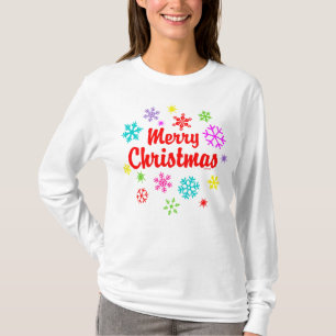 Colourful Merry Christmas Snowflakes T-Shirt