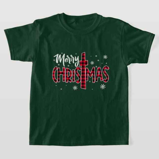 Colourful Merry Christmas Text Art Design T-Shirt (Laydown)