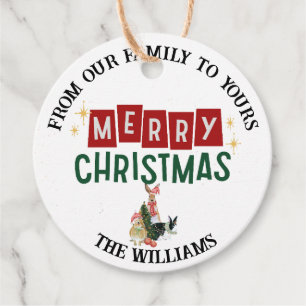 Colourful Merry Christmas Text Cute Christmas Gift Favour Tags
