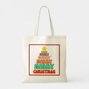 Colourful Merry Christmas Tree Tote Bag