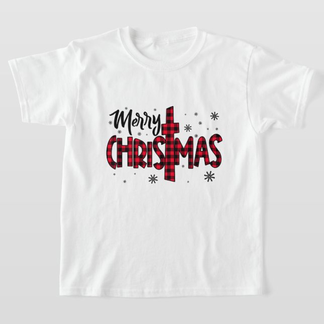 Colourful Merry Christmas Typography Design T-Shirt (Laydown)