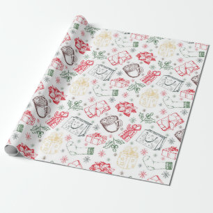 Colourful Merry christmas  vintage style pattern Wrapping Paper