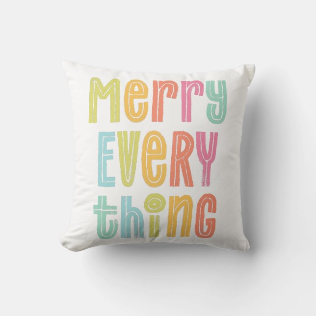 Colourful Merry Everything Holiday Cushion (Front)