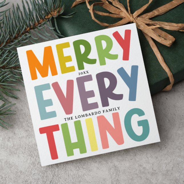 Colourful Merry Everything Inclusive NON-PHOTO  Holiday Card (Creator Uploaded)