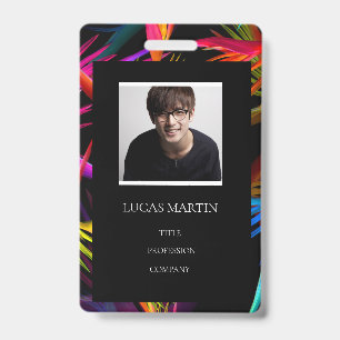 Colourful Messy Black Base Photo Employee Name ID Badge