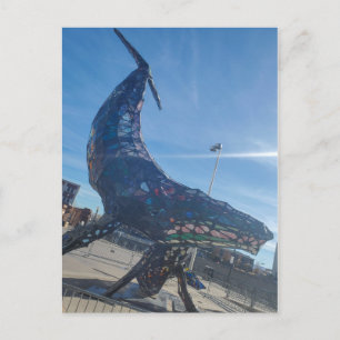 Colourful Metal Whale Sculpture Postcard