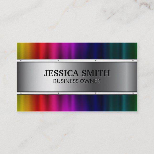 Colourful Metallic Background Business Card (Front)