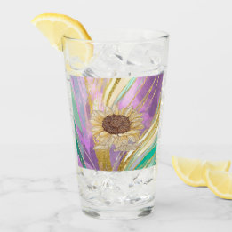 Colourful Metallic Floral Background With Sunflowe Glass