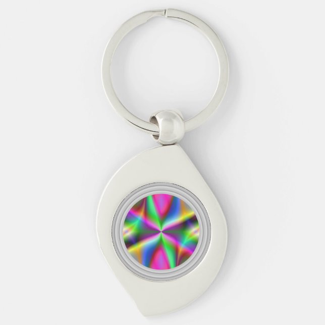 Colourful Metallic Fractal Lustre Key Ring (Front)