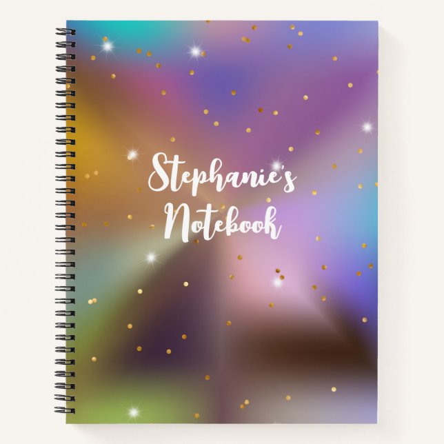 Colourful Metallic Glitter Glam Girly Notebook (Front)