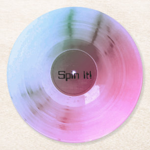 Colourful metallic vinyl retro cover round paper coaster
