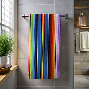 Colourful Mexican Blanket Stripes Rainbow Towel