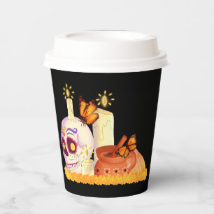 Colourful Mexican Day Of The Dead Sugar Skull Paper Cups
