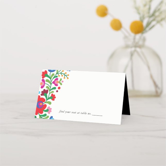 Colourful Mexican Embroidery Table Assignment Place Card (Front)
