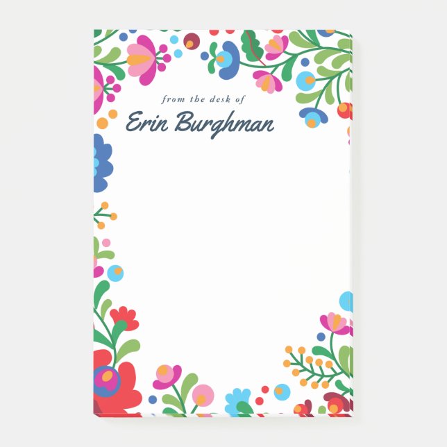 Colourful Mexican Embroidery Wedding Party Placema Post-it Notes (Front)