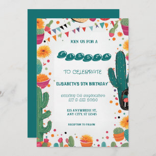 Colourful Mexican Fiesta Birthday Invitation