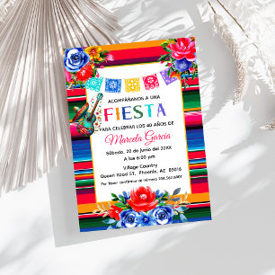 Colourful Mexican Fiesta Birthday Party Spanish Invitation