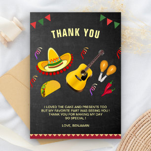 Colourful Mexican Fiesta Birthday Party Thank You Card