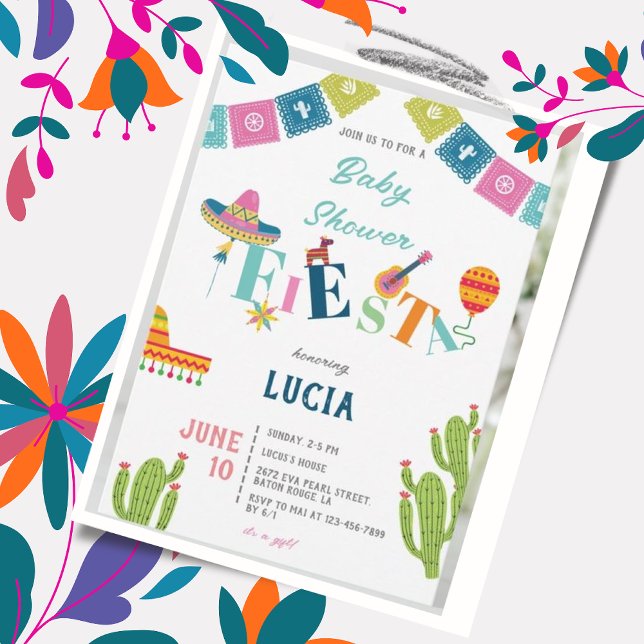 Colourful Mexican Fiesta Cactus  Baby Shower Invitation (Creator Uploaded)