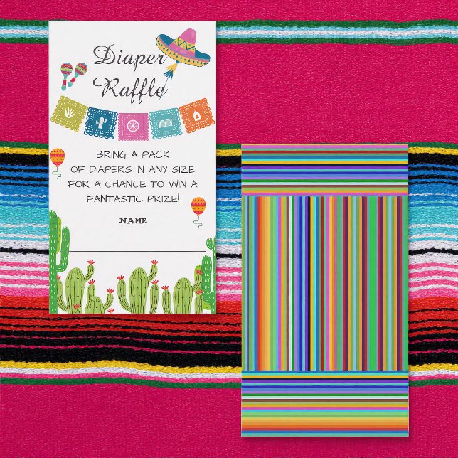Colourful Mexican Fiesta Cactus diaper raffle Enclosure Card (Creator Uploaded)