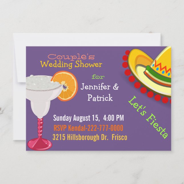 Colourful Mexican Fiesta Couple's Wedding Shower Invitation (Front)