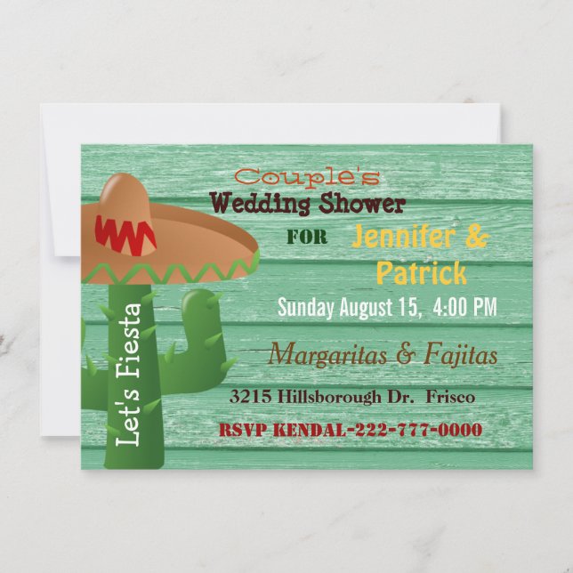 Colourful Mexican Fiesta Couple's Wedding Shower Invitation (Front)