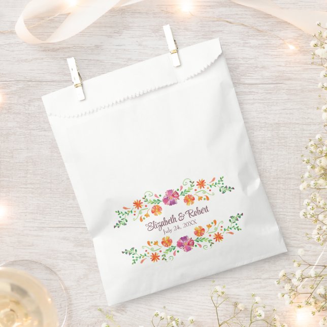 Colourful Mexican Fiesta Floral Wedding Favour Bags (Clipped)