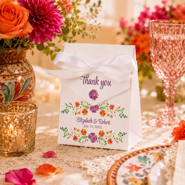 Colourful Mexican Fiesta Floral Wedding Favour Box (Colorful Mexican Fiesta Floral Wedding Favor Boxes)