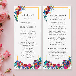 Colourful Mexican Fiesta Floral Wedding Program Programme