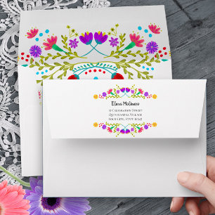 Colourful Mexican Fiesta Flowers Return Address Envelope