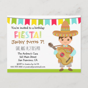 Colourful Mexican Fiesta Kids Birthday Party Invitation