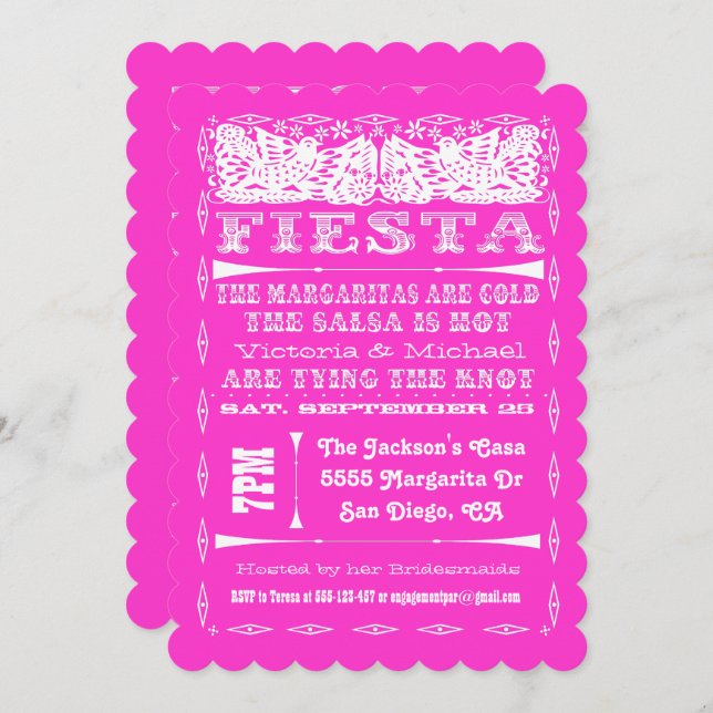 Colourful Mexican Fiesta Rehearsal Dinner Invitation (Front/Back)
