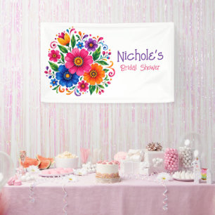 Colourful Mexican Floral Bridal Shower Welcome Sig Banner