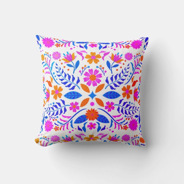 Colourful Mexican Floral Cushion (Front)