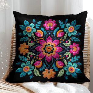 Colourful Mexican Floral Fiesta Patter Cushion