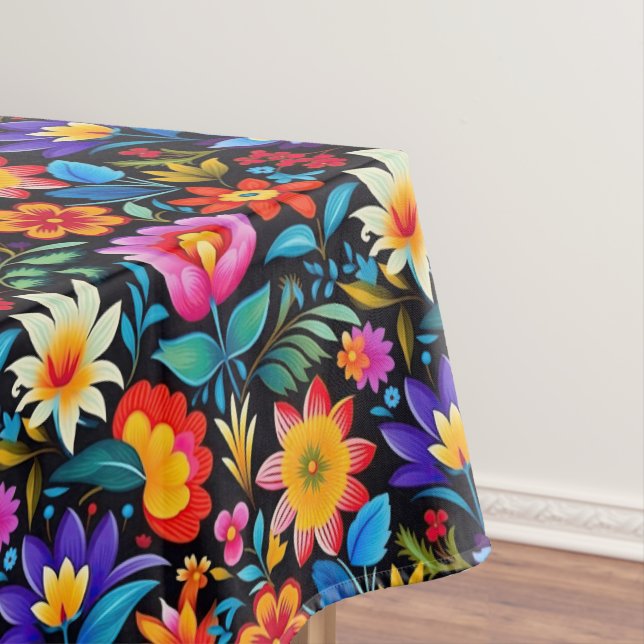 Colourful Mexican Floral Fiesta Pattern Tablecloth (In Situ)